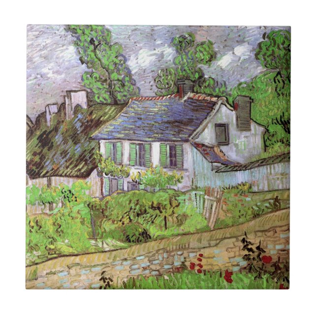 Azulejo Casas en Auvers de Vincent van Gogh (Frente)