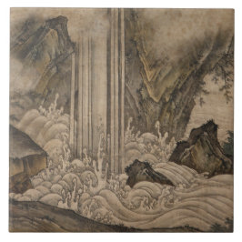 Azulejo Cascada (arte paisajístico japonés) (Kano Motonobu