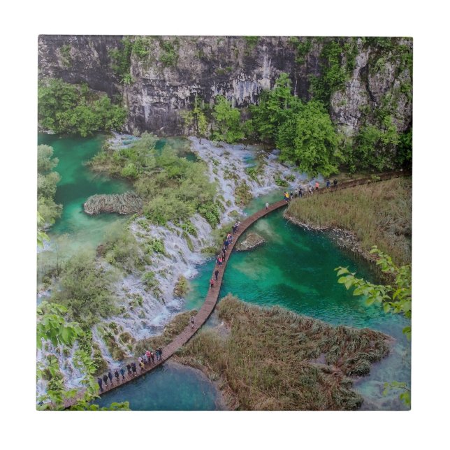 Azulejo Cascada de cascada del parque de lagos Plitvice (Frente)