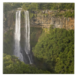 Azulejo Cascada de Chamarel-la más alta de Mauricio, sobre