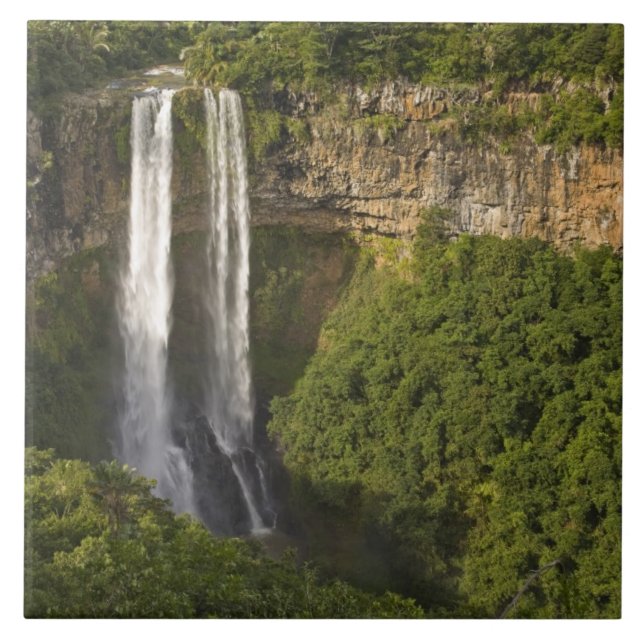 Azulejo Cascada de Chamarel-la más alta de Mauricio, sobre (Frente)