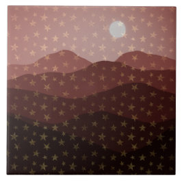Azulejo Cascada de estrellas doradas sobre montañas Brown