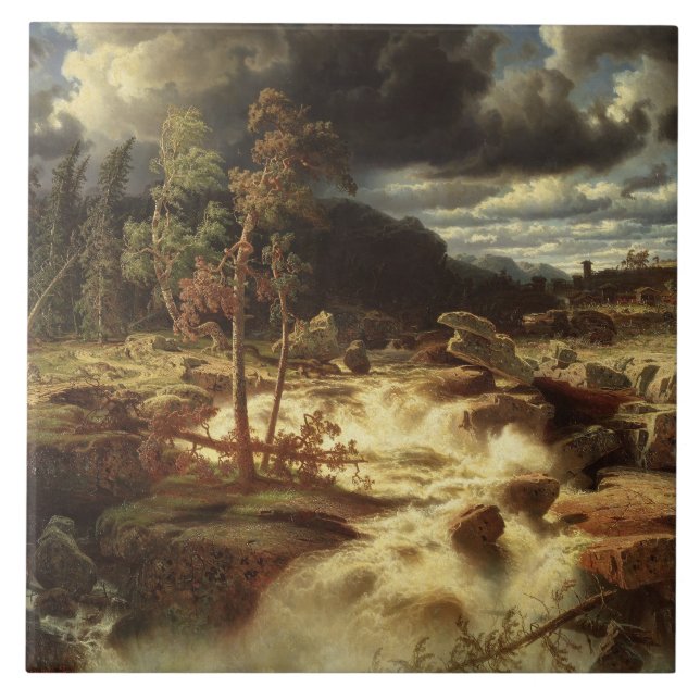 Azulejo Cascada en Suecia (por Marcus Larson) (Frente)