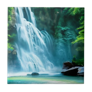 Azulejo Cascada serena en azul pálido y verde