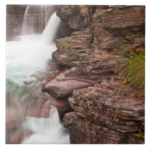 Azulejo Cascada St Mary en el Parque Nacional Glaciar en