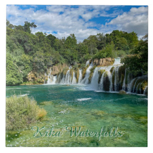 Azulejo Cascadas Krka en Croacia, viaje panorámico remoto