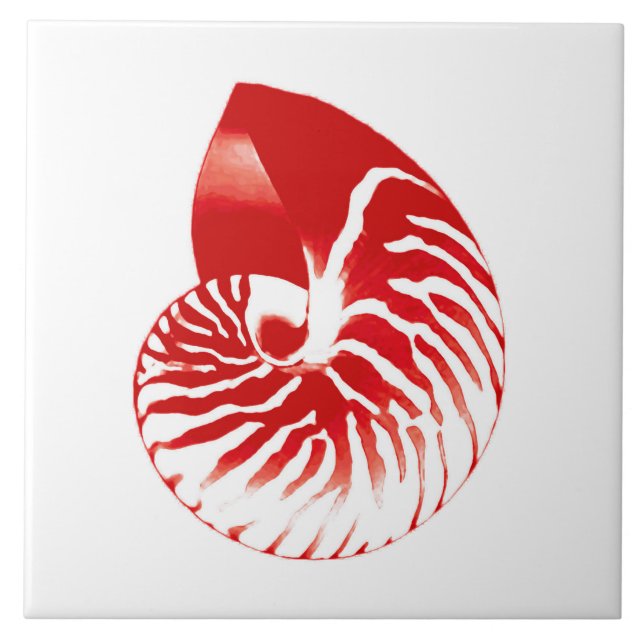 Azulejo Cáscara del nautilus - rojo oscuro y blanca (Frente)