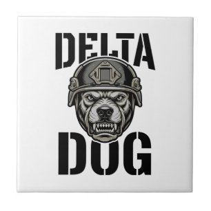 Azulejo Casco de Bulldog Delta Dog Diseño de Grabado Vinta