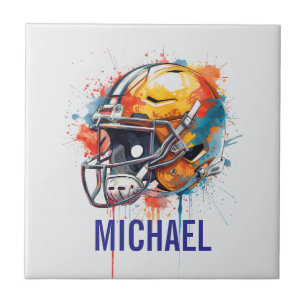 Azulejo Casco de fútbol motivacional inspirador nombre