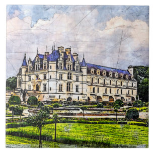 Azulejo Castillo Chenonceau. Francia.