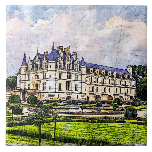 Azulejo Castillo Chenonceau. Francia. (Frente)