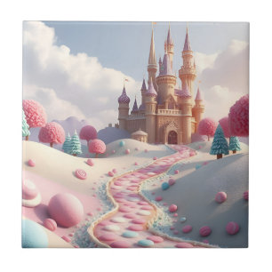 Azulejo Castillo de Hadas de Tierra de Dulces Rosa Nevado