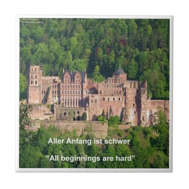 Azulejo Castillo de Heidelberg En Alemán y Refrán Alemán (Frente)