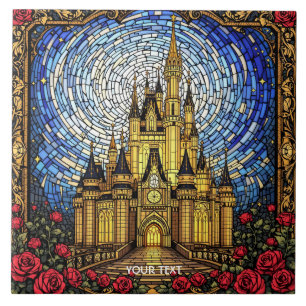 Azulejo Castillo de vidrio manchado con sabor a fantasía