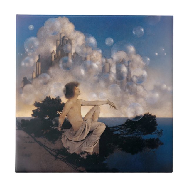 Azulejo Castillos en el aire de Maxfield Parrish 1904 Fant (Frente)
