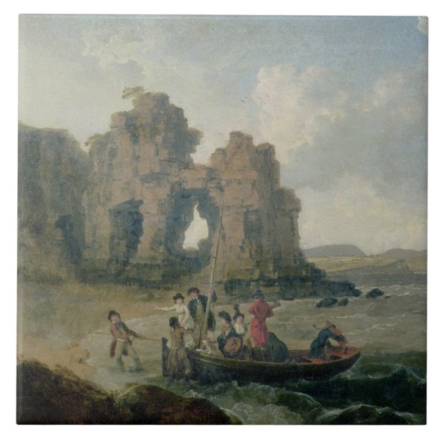 Azulejo Castle Rock (isla) de Flatholm, canal de Bristol, (Frente)