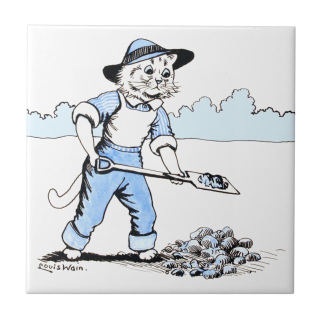 Azulejo Cat Gardener, Louis Wain (Frente)