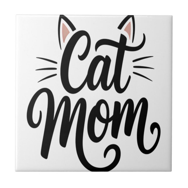 Azulejo Cat Mom Whiskers and Ears (Frente)