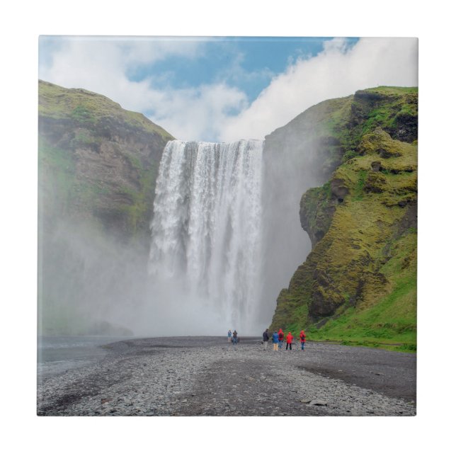 Azulejo Catarata Skogafoss - pueblo de Skogar, Islandia (Frente)