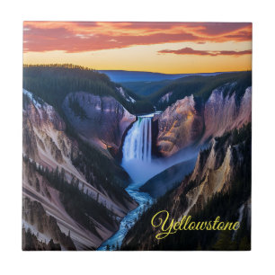 Azulejo Cataratas Tile Trivet-Yellowstone