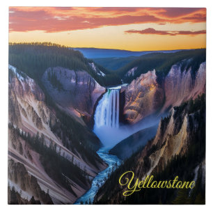 Azulejo Cataratas Tile Trivet-Yellowstone