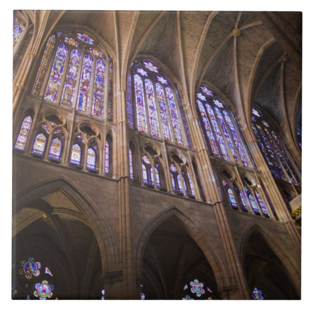 Azulejo Catedral de León, vidrieras interiores (Frente)