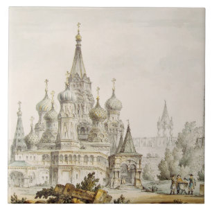 Azulejo Catedral de Pokrovsky y Torre Spasskaya