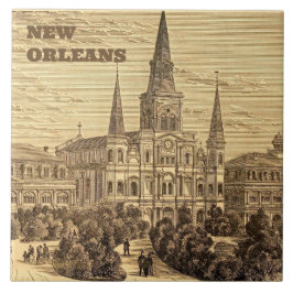 Azulejo Catedral de San Luis de Nueva Orleans Antiguo Vint