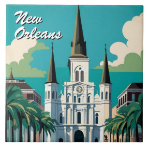 Azulejo Catedral de San Luis de Nueva Orleans Turquesa Azu
