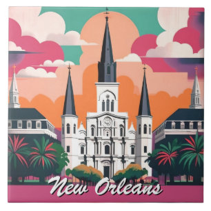 Azulejo Catedral de St Louis de Nueva Orleans Cielo Vibran