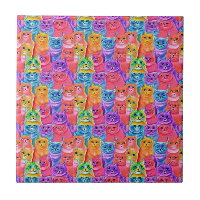 Azulejo Cats Friends Colorful (Frente)