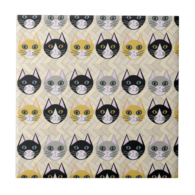 Azulejo Cats Herringbone Beige (Frente)