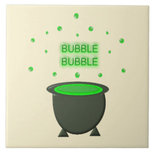 Azulejo Cauldron y Bubbling Green Brew Halloween