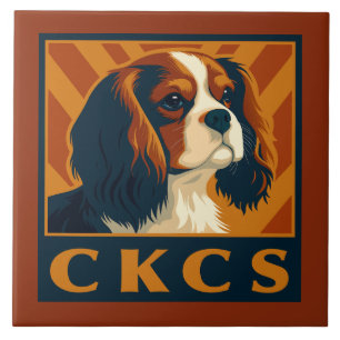 Azulejo Cavalier King Charles Spaniel CKCS Retro