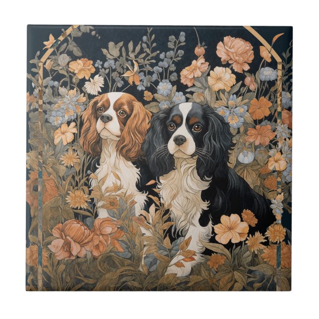 Azulejo Cavalier King Charles Spaniels Tapestry Style (Frente)