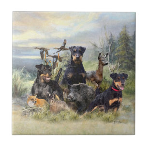 Azulejo Caza con Jagdterriers , arte