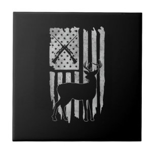 Azulejo Caza de ciervos con bandera americana cazador patr