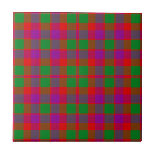Azulejo Caza de clanes de Glasgow Tartan Plaid (Frente)