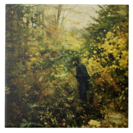 Azulejo Cazador en la selva (por H.A. Brendekilde)