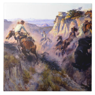 Azulejo “Cazadores de caballos salvajes” de Charles M Russ