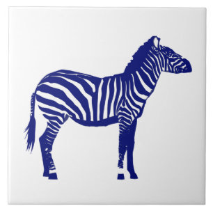 Azulejo Cebra - Azul Cobalto Oscuro y Blanco