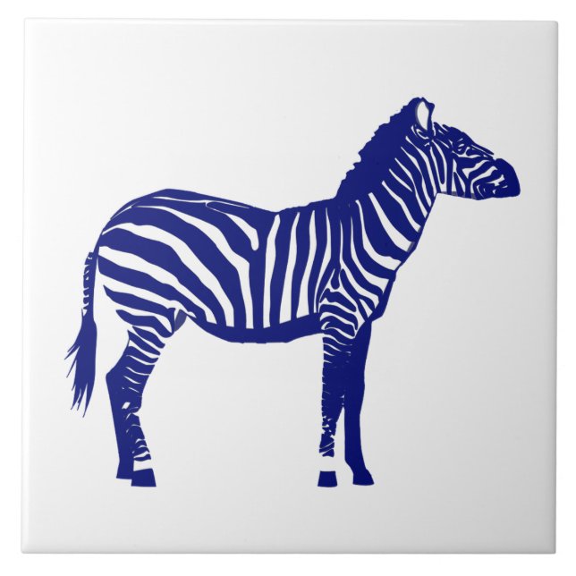 Azulejo Cebra - Azul Cobalto Oscuro y Blanco (Frente)