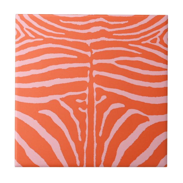 Azulejo Cebra en rosa y Naranja (Frente)