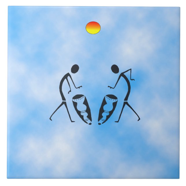 Azulejo Celebración de los bailarines de silueta (Frente)