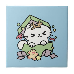 Azulejo Celebración de los navidades con un gato moro