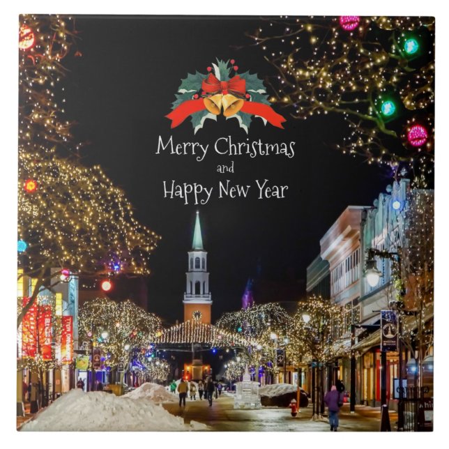 Azulejo Celebración de navidades, luces brillantes y baudi (Frente)