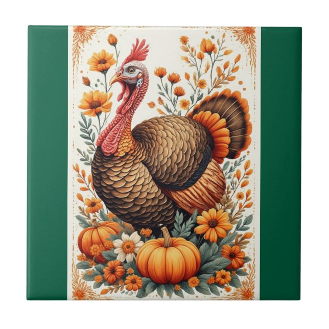 Azulejo Celebración del Pavo de Otoño (Frente)