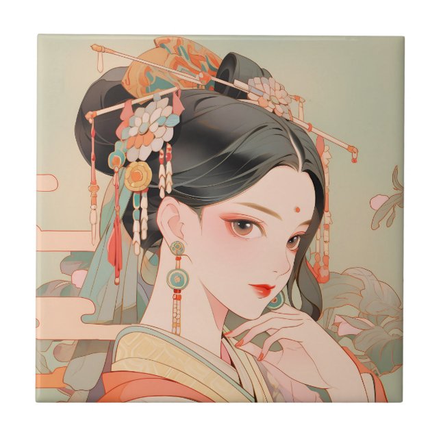 Azulejo Celebrando a las mujeres chinas tradicionales (Frente)