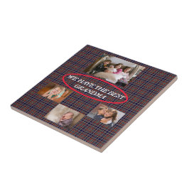 Azulejo Celebrando mi abuela Tartan Planteó Blanco