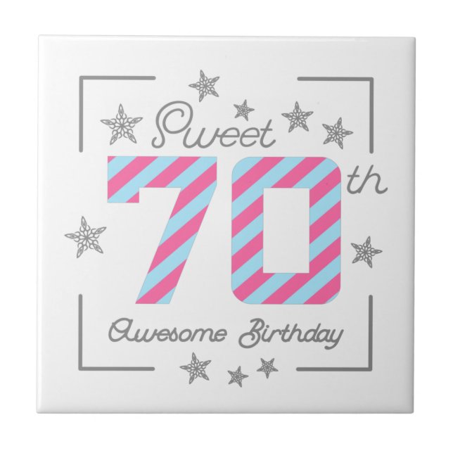 Azulejo Celebrating Sweet 70th Awesome Birthday (Frente)